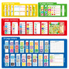 A set of preschool pen control and alphabet tracing workbooks including lines, shapes, numbers, and letters for children.