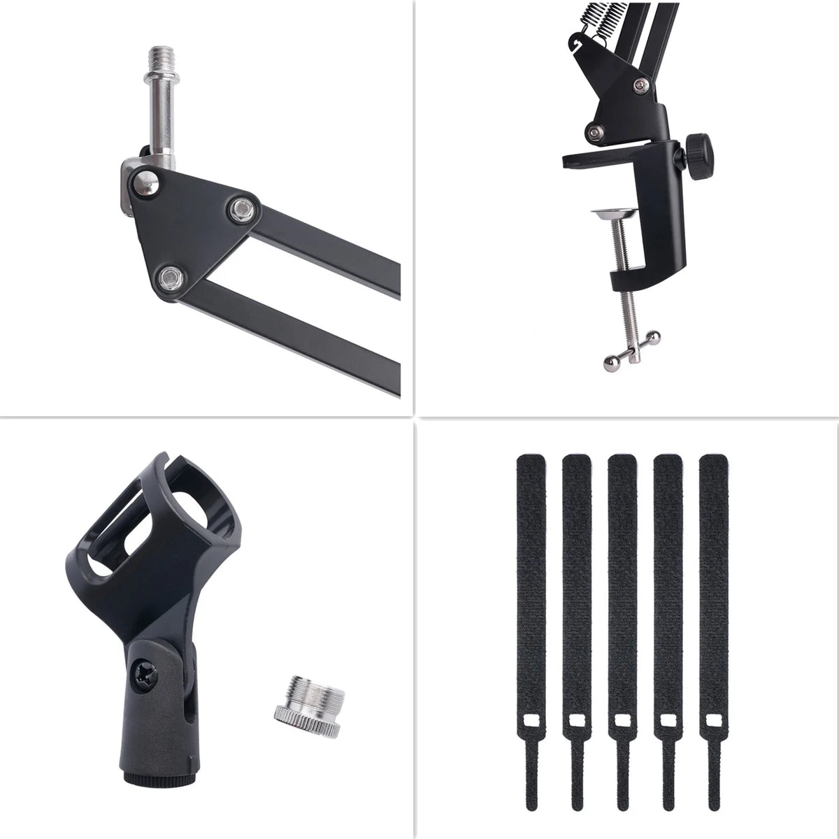 Adjustable Microphone Boom Arm with Table Mount and Mic Clip