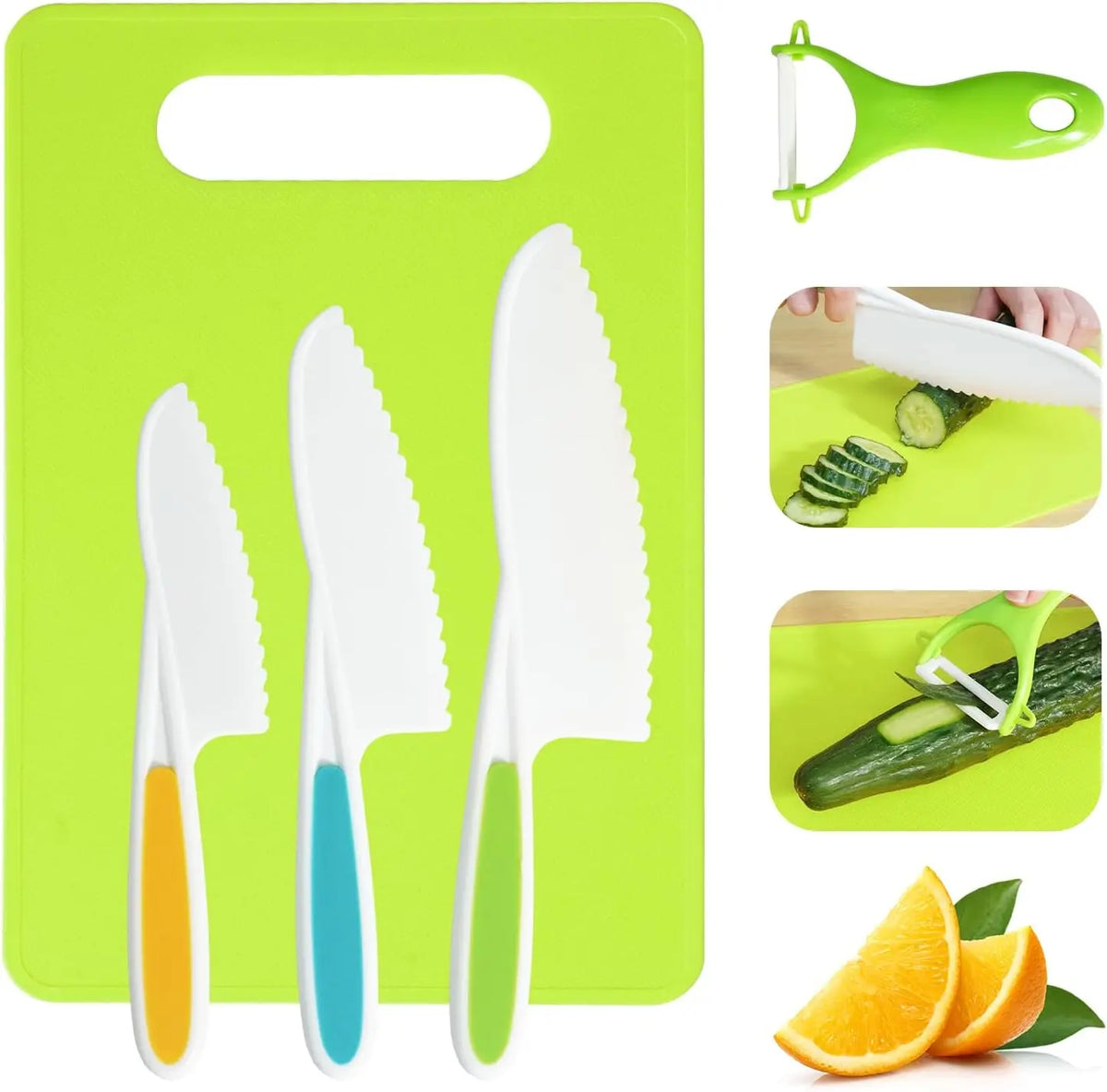 Kids Safe Cooking Set with Wooden Knife and Cutting Board