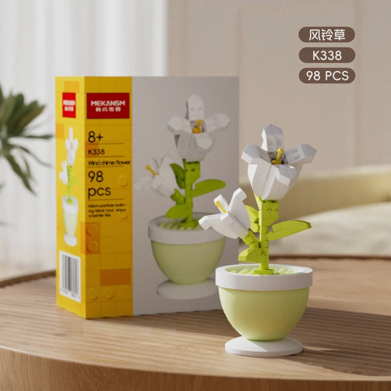 Building Block Flower Pot Set – Roses, Sunflowers & Carnations