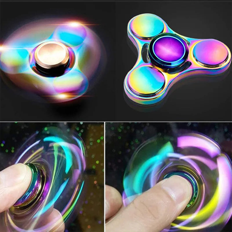 Rainbow Metal Fidget Spinner – Smooth Spinning Anxiety Relief Toy