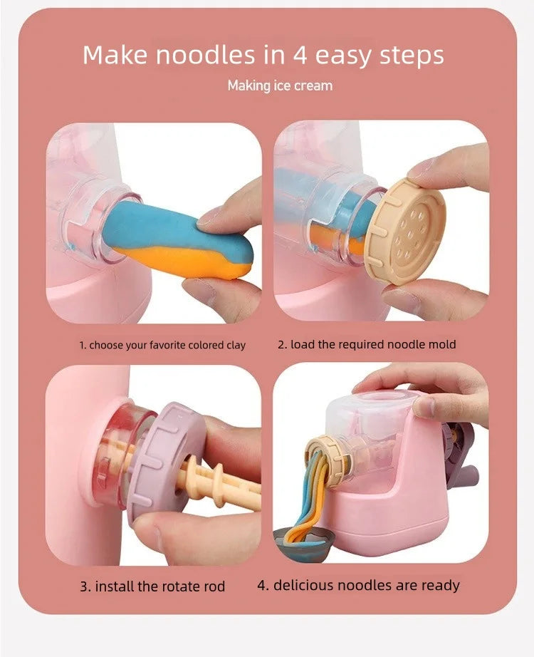 Creative Ice Cream Shop Clay Set with Noodle Maker for Kids