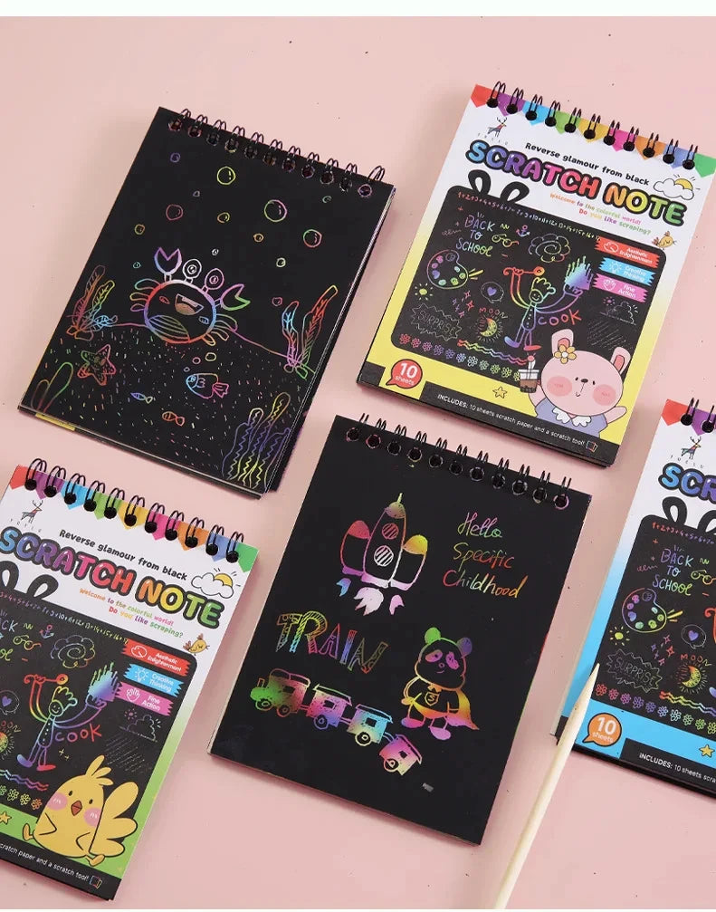 Rainbow Scratch Art Paper Set for Kids – DIY Graffiti & Drawing Activity Book