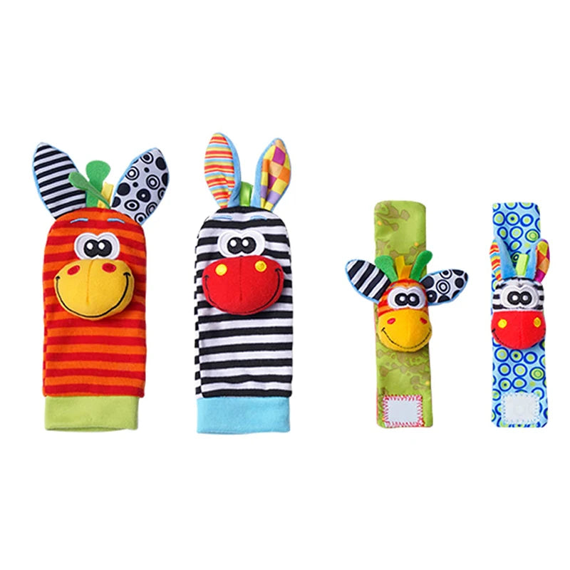 Black and White Sensory Wrist Rattles and Foot Finders for Newborns
