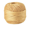 A ball of natural beige cotton crochet thread used for tatting and embroidery.