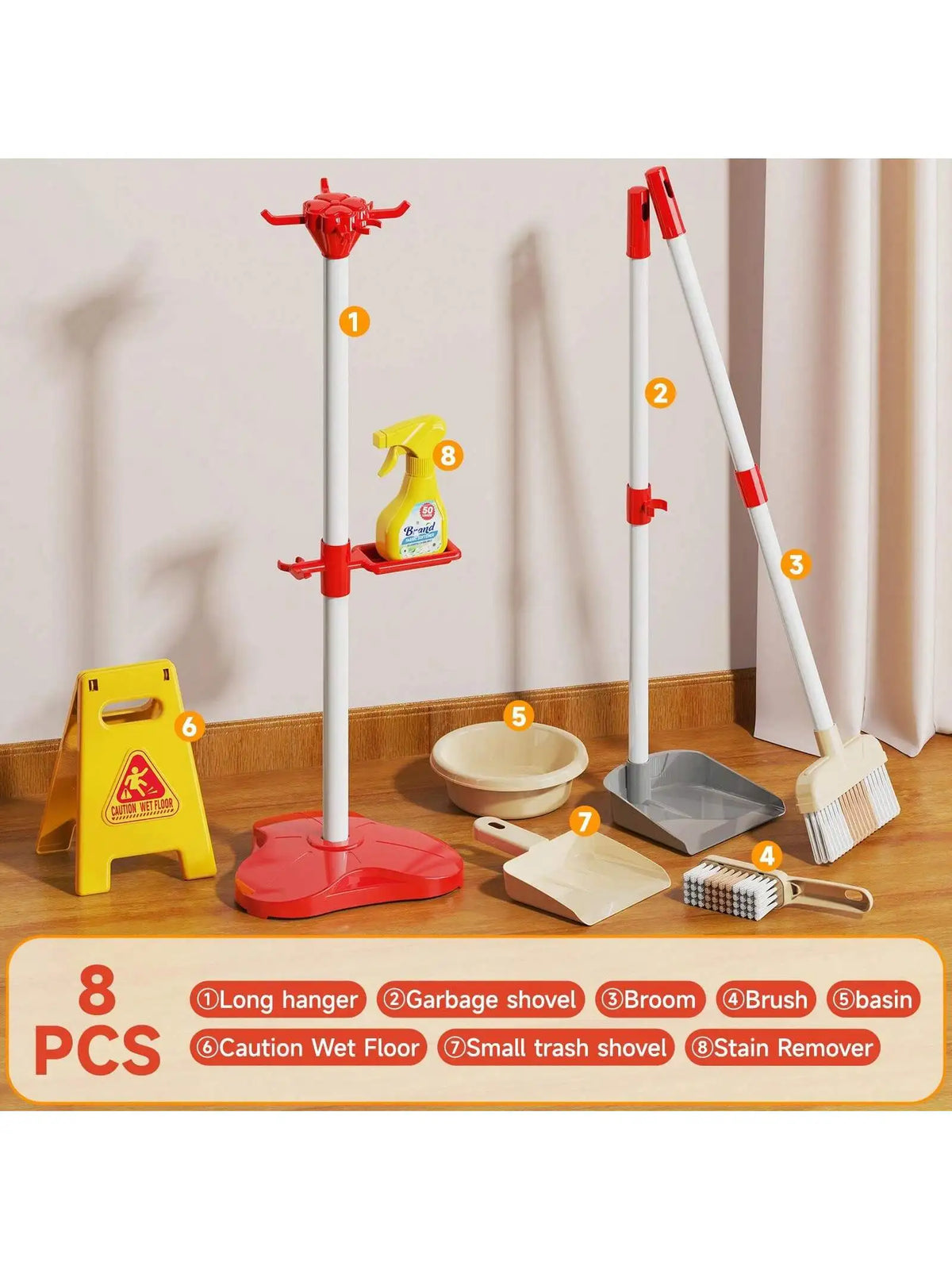 Kids Pretend Play Cleaning Set with Working Toy Vacuum