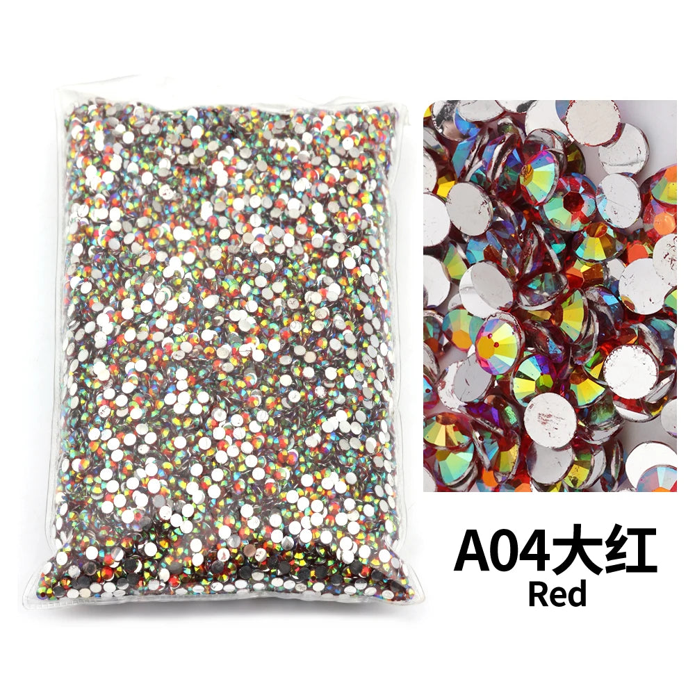 Bag of A04 Red flat-back resin rhinestones for DIY craft and nail art