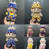 A collection of Labubu dolls wearing various casual outfits and accessories.