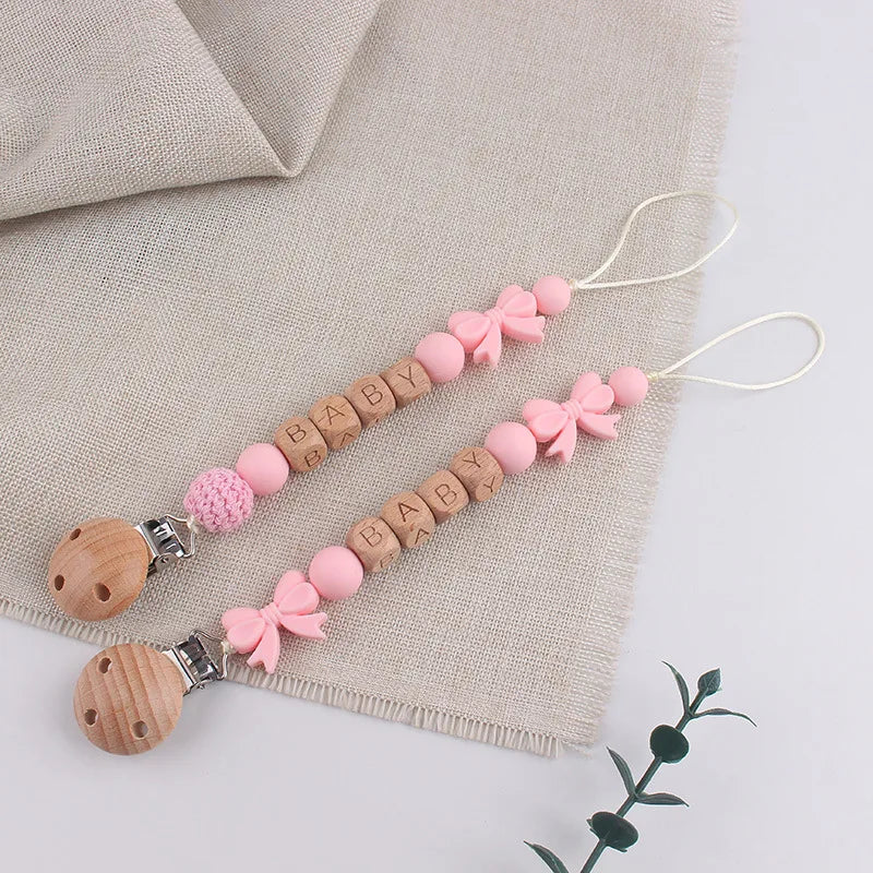 Personalized Baby Pacifier Clip with Silicone Beads