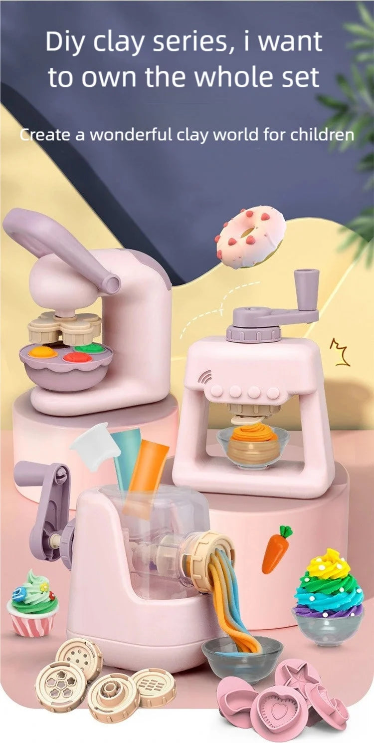 Creative Ice Cream Shop Clay Set with Noodle Maker for Kids