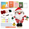 A beginner crochet animal kit featuring yarn, tools, and a Santa-themed plush toy.