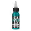 A dark teal bottle of KVM Tattoo Ink, 1 fl oz (30ML), with a dropper top.