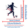 Iron-on patches featuring a soccer ball splash design, showing the size dimensions for 6cm and 22cm.