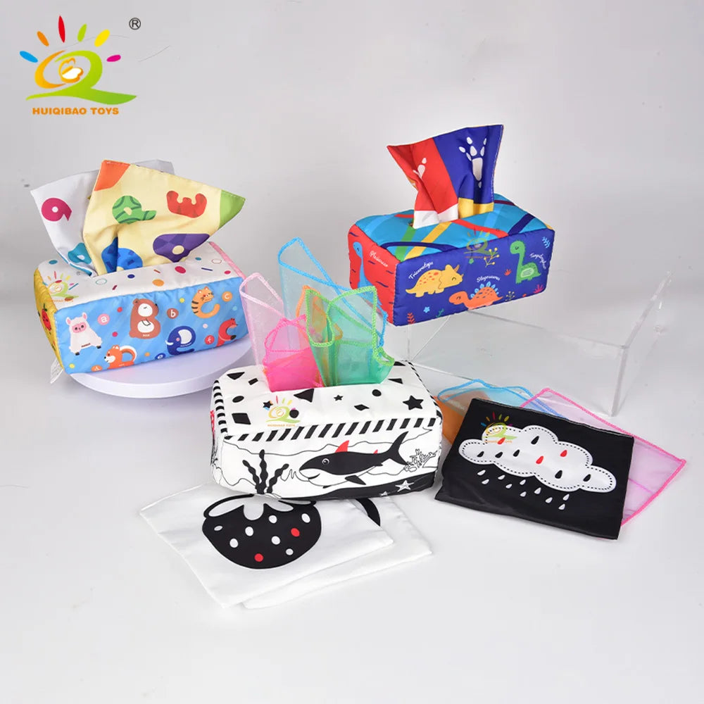 Soft Fabric Pull-and-Play Tissue Box Toy for Babies