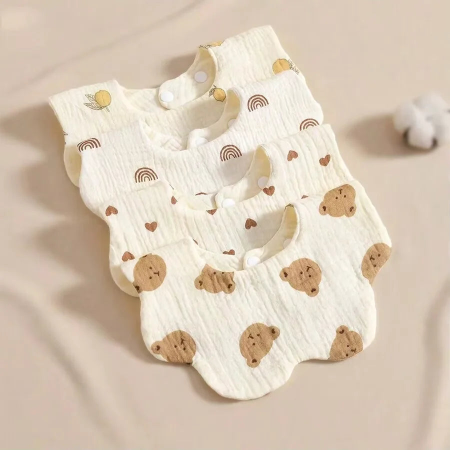 6-Layer Crinkle Muslin Baby Bib with 360° Rotating Neckline