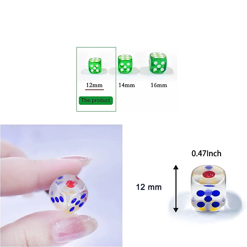 Multicolor Transparent Acrylic Dice Set – 100 Pieces