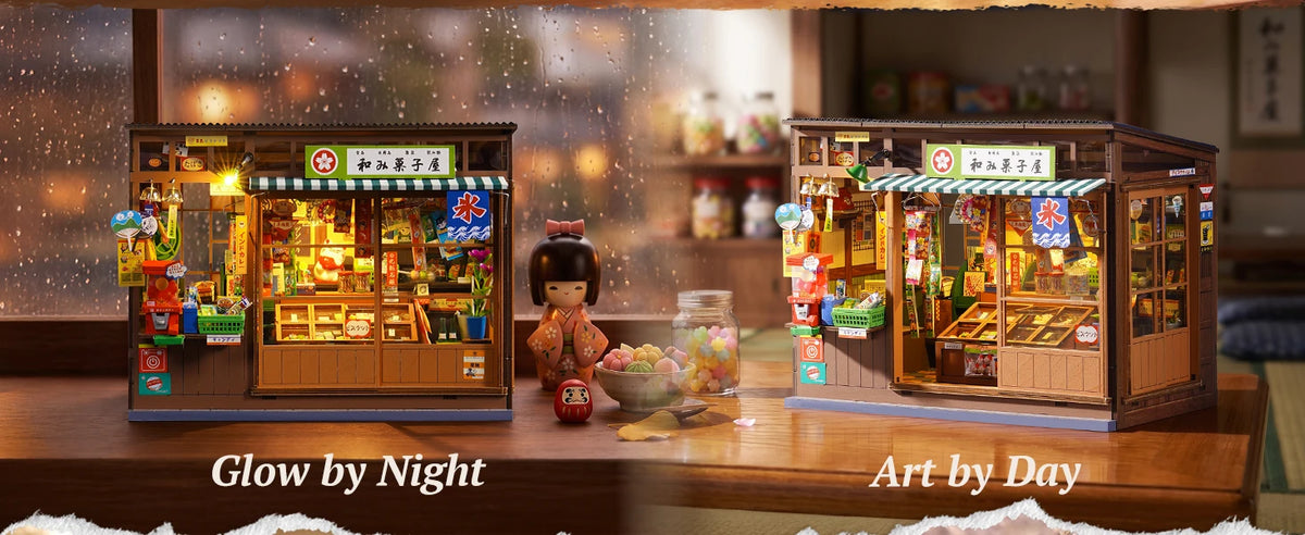 Nostalgic Japanese Corner Shop DIY Book Nook Kit with LED Lighting
