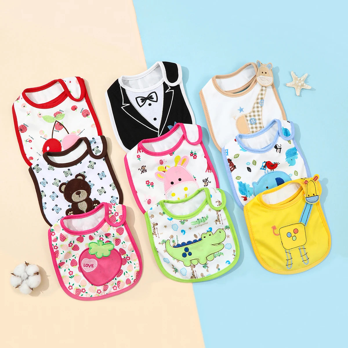 Waterproof Baby Feeding Bibs and Burp Cloths Set (5-Piece)
