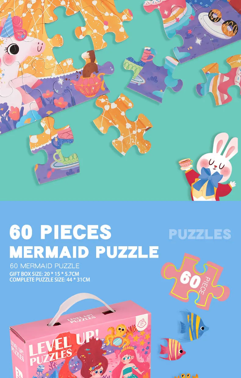 Montessori Wooden Cartoon Puzzle Set for Kids