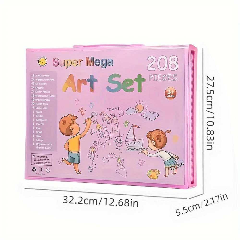 208-Piece Watercolor Painting Set with Drawing Supplies
