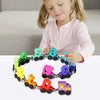 A wooden magnetic number train set featuring colorful numbered cars for toddlers.