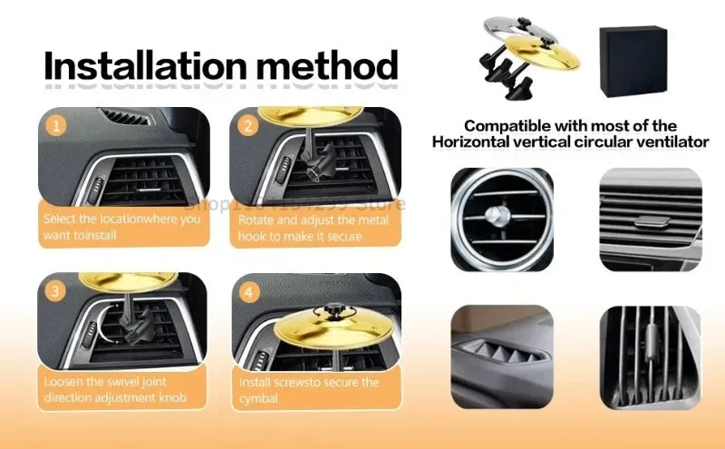 Mini Clip-On Car Cymbal for Ventilation Ports