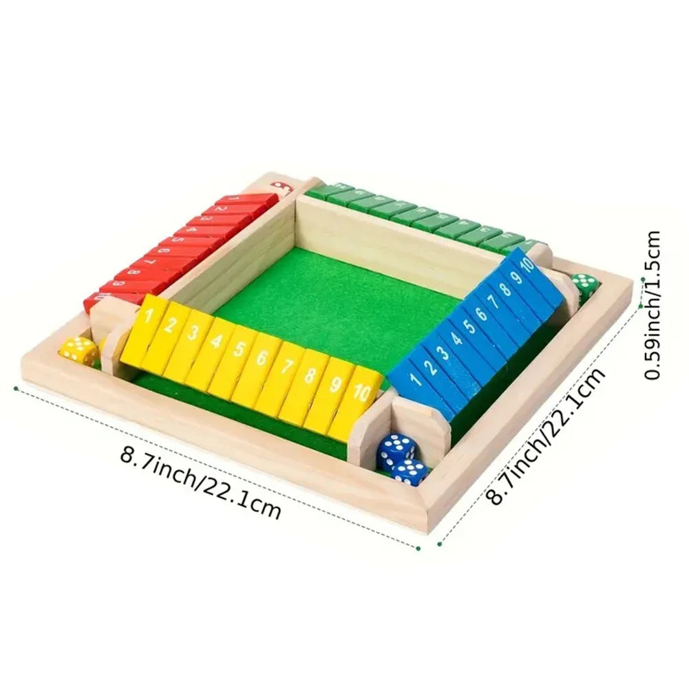 Classic Wooden Shut the Box Dice Game for Family Fun