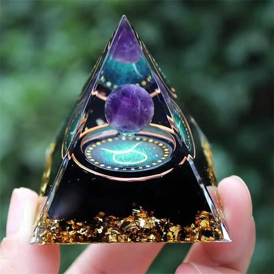 Zodiac Resin Pyramid Decoration with Crystal Ball