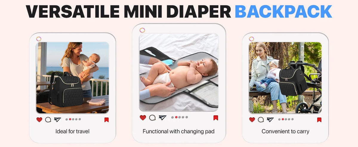 Foldable 4-in-1 Diaper Bag Backpack with Changing Pad