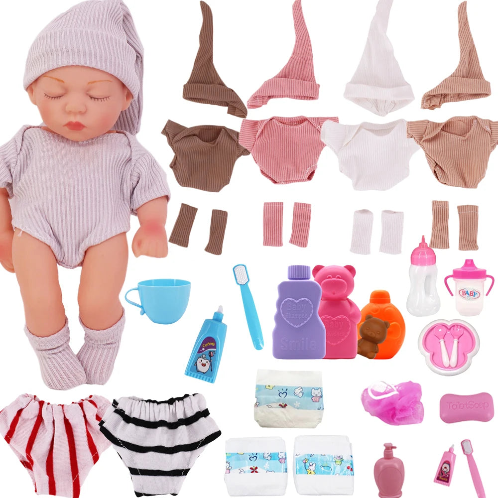 Fashion Doll Outfit Set with Hat, Jumpsuit, and Socks