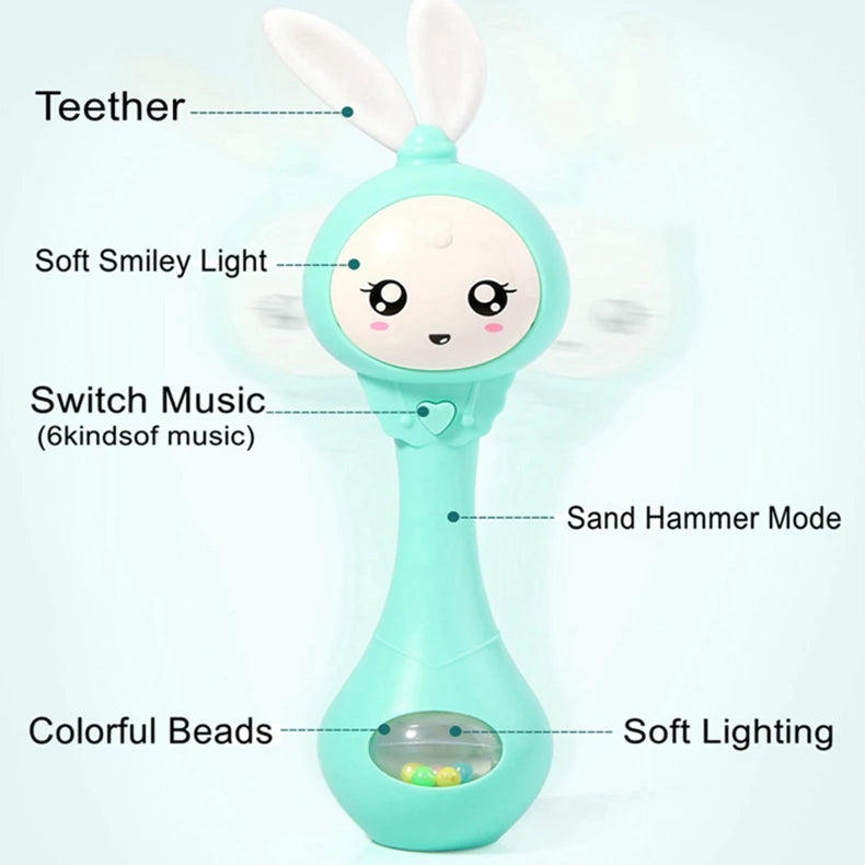 Musical Rabbit Rattle and Teether Toy for Babies