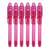 A set of pink invisible ink spy pens with UV light for secret messages