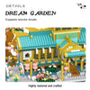 A detailed model of a dream garden featuring a Chinese villa, courtyard, and landscaping built with micro building blocks.