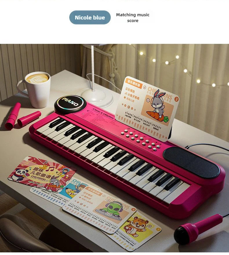 37-Key Kids Electronic Piano with Microphone and Stand