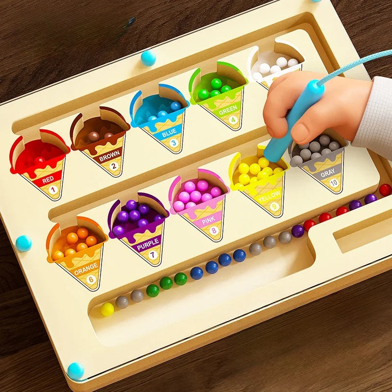 Magnetic Color Sorting Maze Wooden Puzzle Board for Toddlers