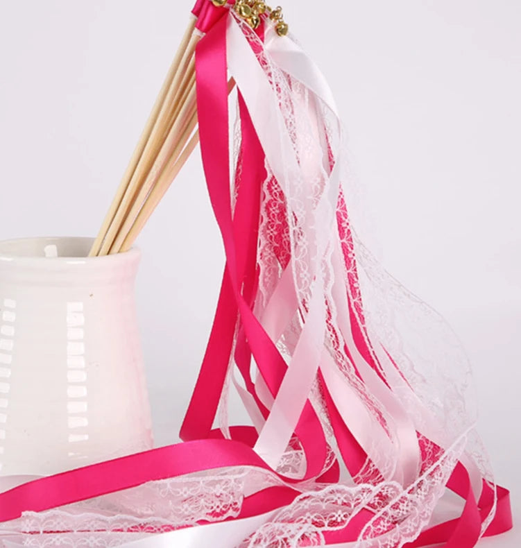 Elegant Ribbon Wands with Bells for Weddings & Celebrations