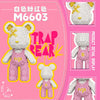 A pink and yellow building block set featuring a trap bear figure in a half anatomy style.