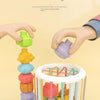 Hands are shown interacting with colorful sorting blocks, demonstrating two ways to play with Cesele and Jenga.