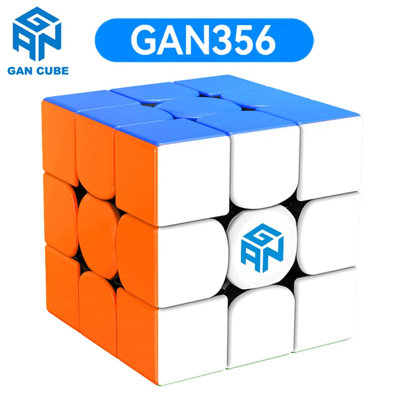 Puzzle cube GAN356 translucide orange et bleu avec des faces blanches et orange.