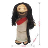 A plush doll set of Jesus and Virgin Mary with dark hair, a beard, and robes.