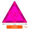 A pink magnetic building block triangle shape for a STEM learning toy set.