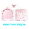 Pink magnetic diamond painting tray with a lid and a bow knot design
