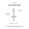 A sterling silver cross charm bead shown with various dimensions for DIY jewelry making.