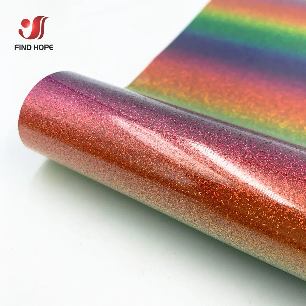Rainbow Glitter Heat Transfer Vinyl for DIY Apparel