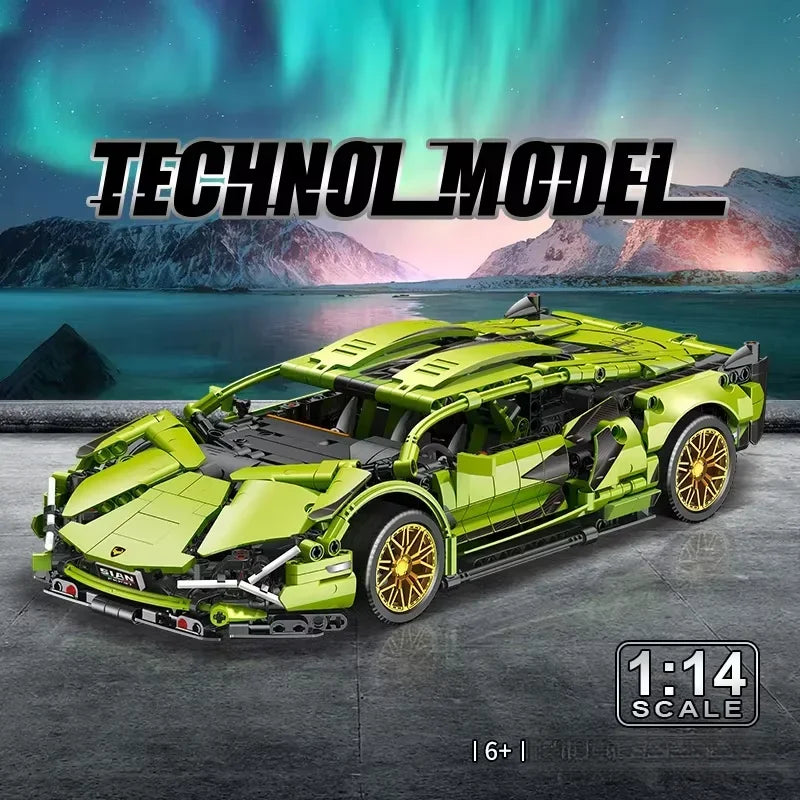 Racing Car Building Blocks Set – 1:14 Scale Technical Sports Vehicle Model Kit for Adults