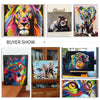 A collection of vibrant oil paintings featuring lions and tigers, displayed alongside a DIY paint by numbers kit.