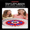 A game board with red and white alphabet letters arranged in a circular pattern for a word game.
