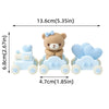 A light blue 3D bear cake topper featuring a teddy bear figure and cloud accents for a birthday or baby shower.