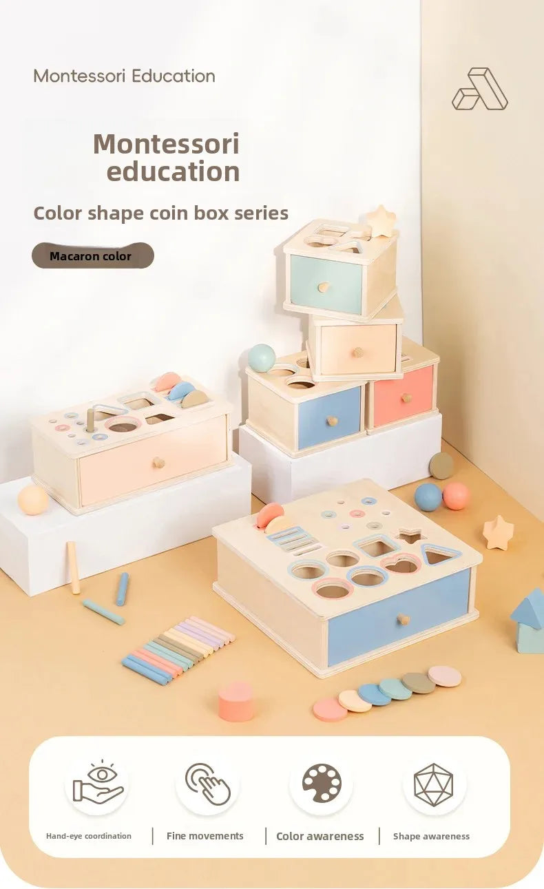 Wooden Color Shape Sorter with Drawer Box – Montessori Learning Toy