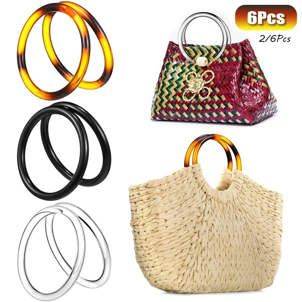 Set of Round Purse Handles for Bag Making (PVC)
